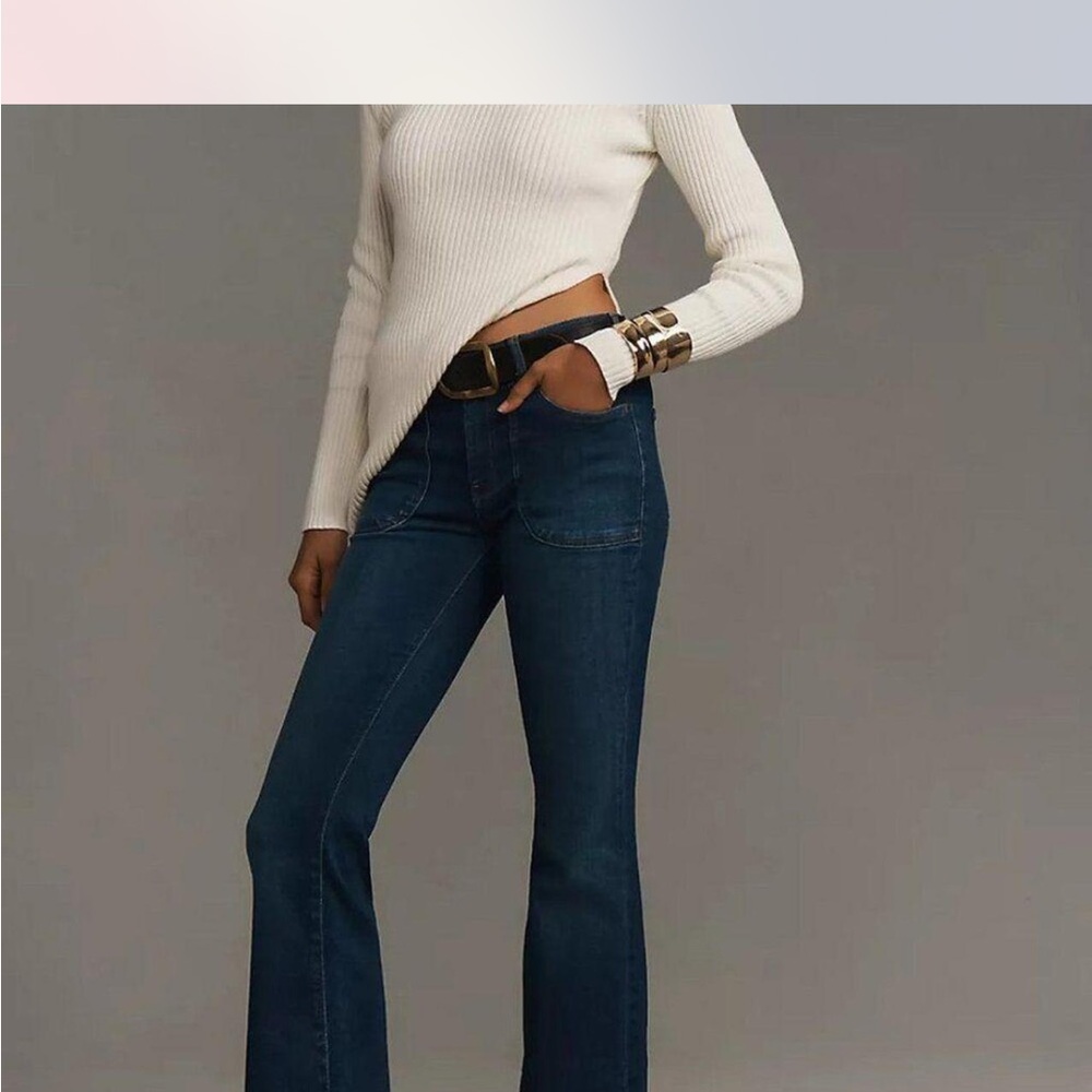 Anthropologie Pilcro low rise The Icon Flare Jeans 33T Dark Wash